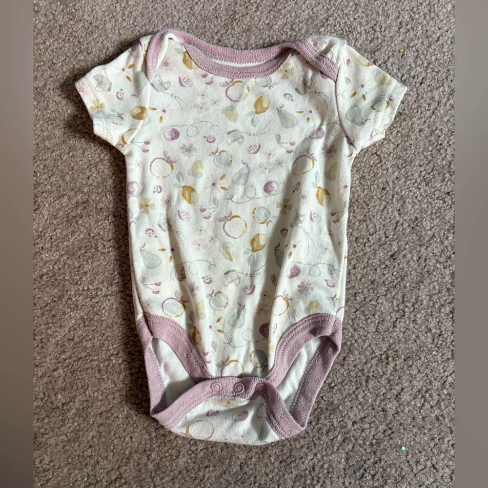Cream and Pink Bodysuit with Snap Closure